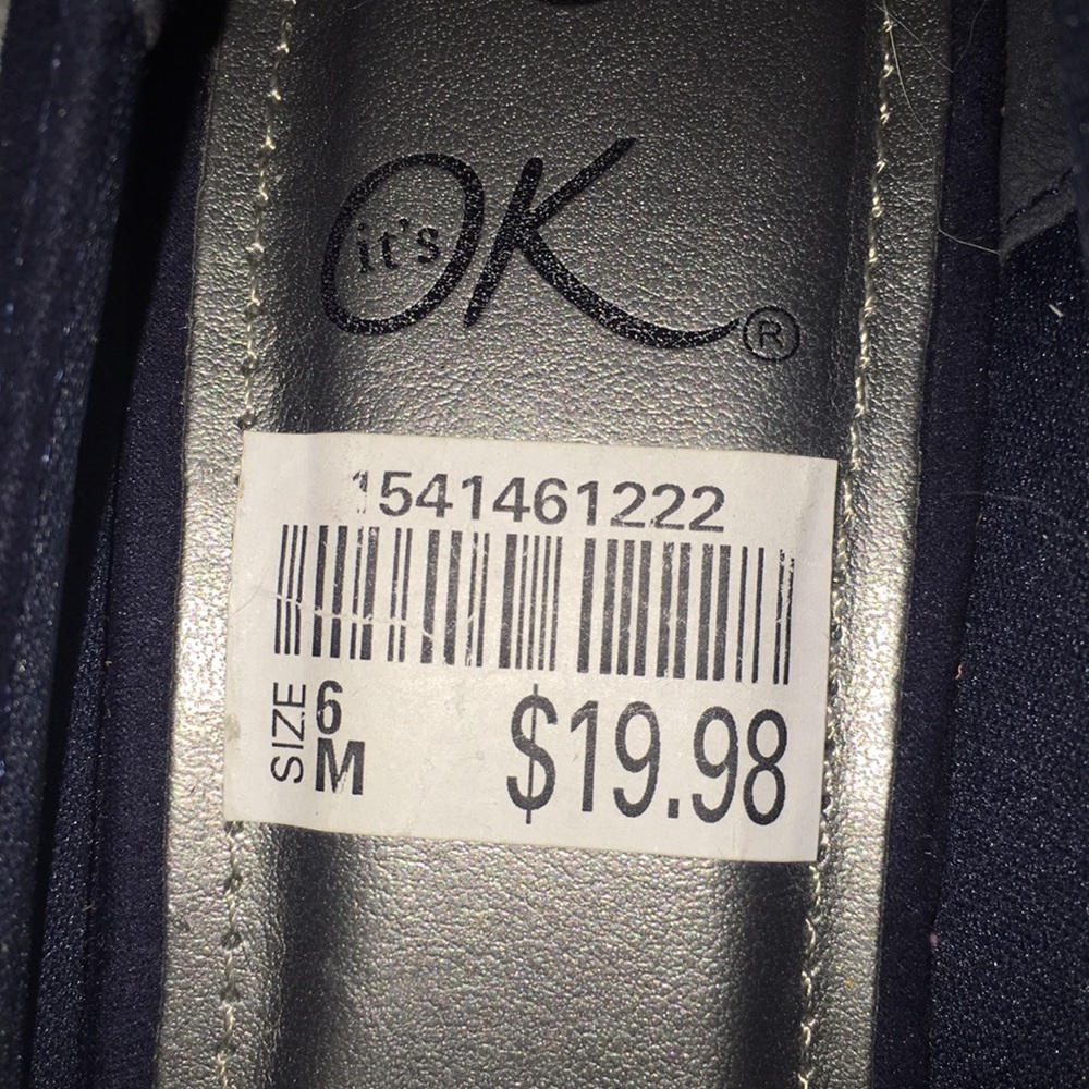 it’s OK. navy blue dressy shoes, about a 2 in heel